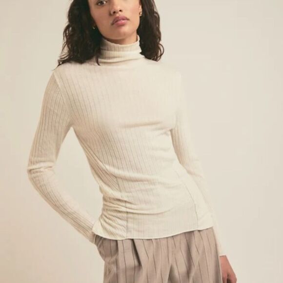 Favorite Daughter The Nina Turtleneck Top Wool Sweater in Ivory Size Medium - Picture 1 of 7
